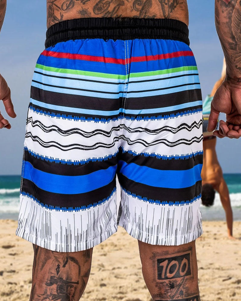 Fashion Multicolor Striped  Printed Beach Shorts