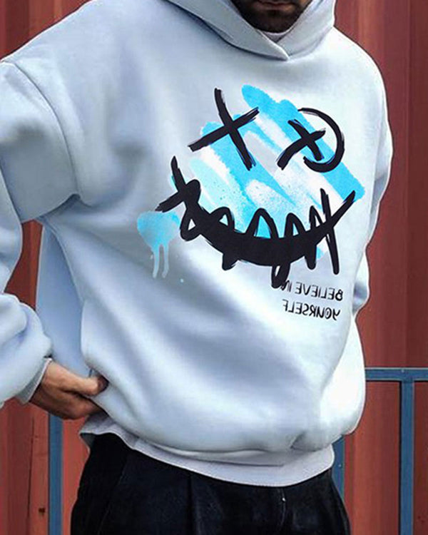 Trendy Smiley Face Print Hoodie