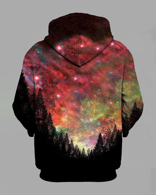 3D Starry Sky Printed Hooded Sweatshirt