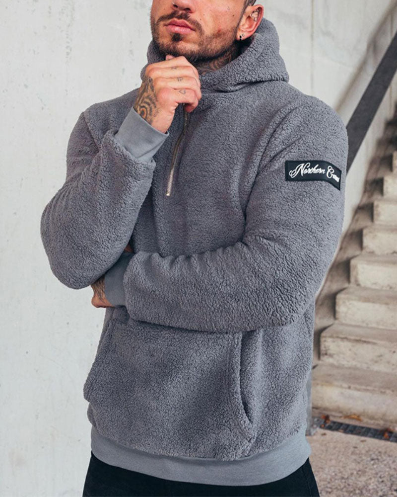 Stylish Zip Plush Hooded Sweatshirt