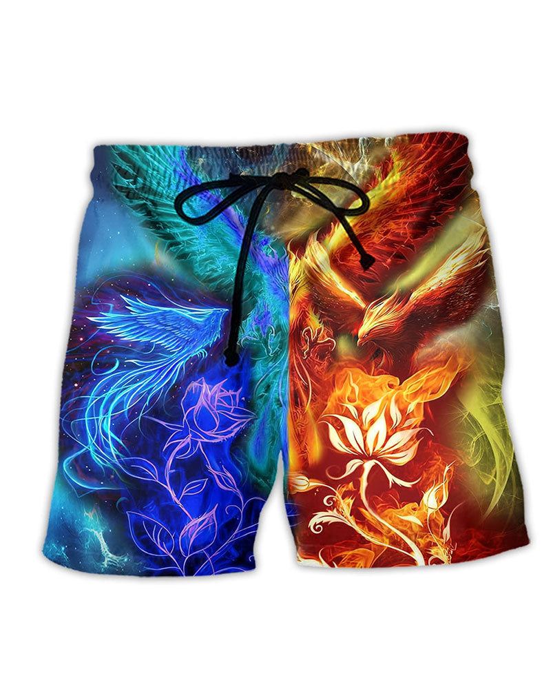 Hawaiian Vacation Print Beach Shorts