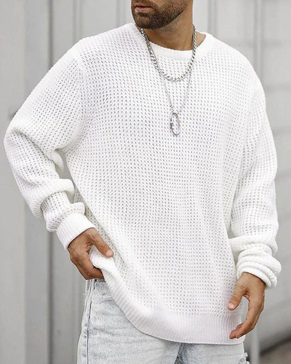Loose Solid Color Crew Neck Sweater