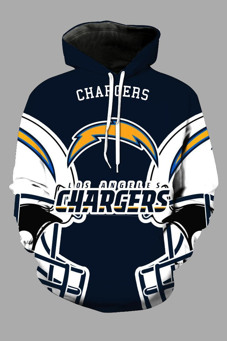 Street 3D Los Angeles Chargers Printed Hooded Sweatshirt