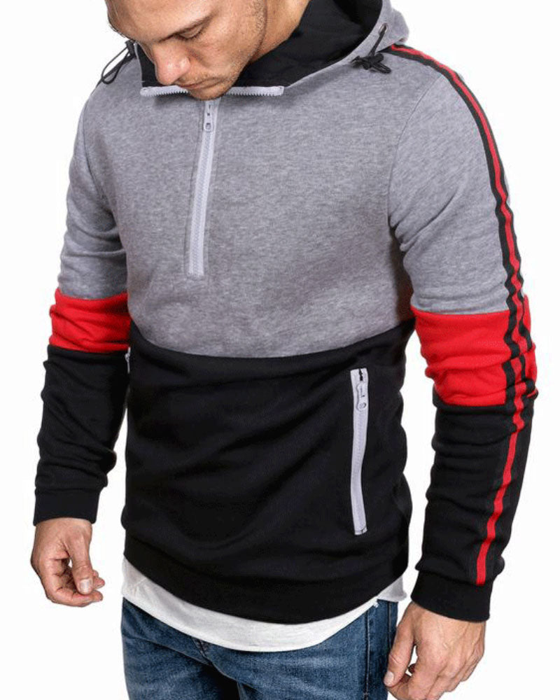 Fashion Contrast Zip Hoodie