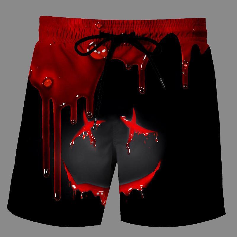 Casual   3D  Red Water droplets Printed Loose Shorts