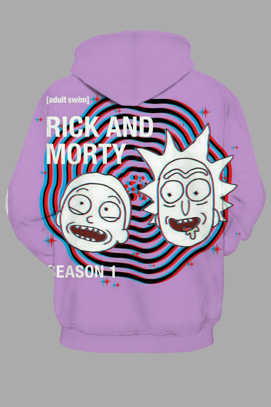 Street 3D Digital Cool  Rick and Morty Printed Hooded Sweatshirt