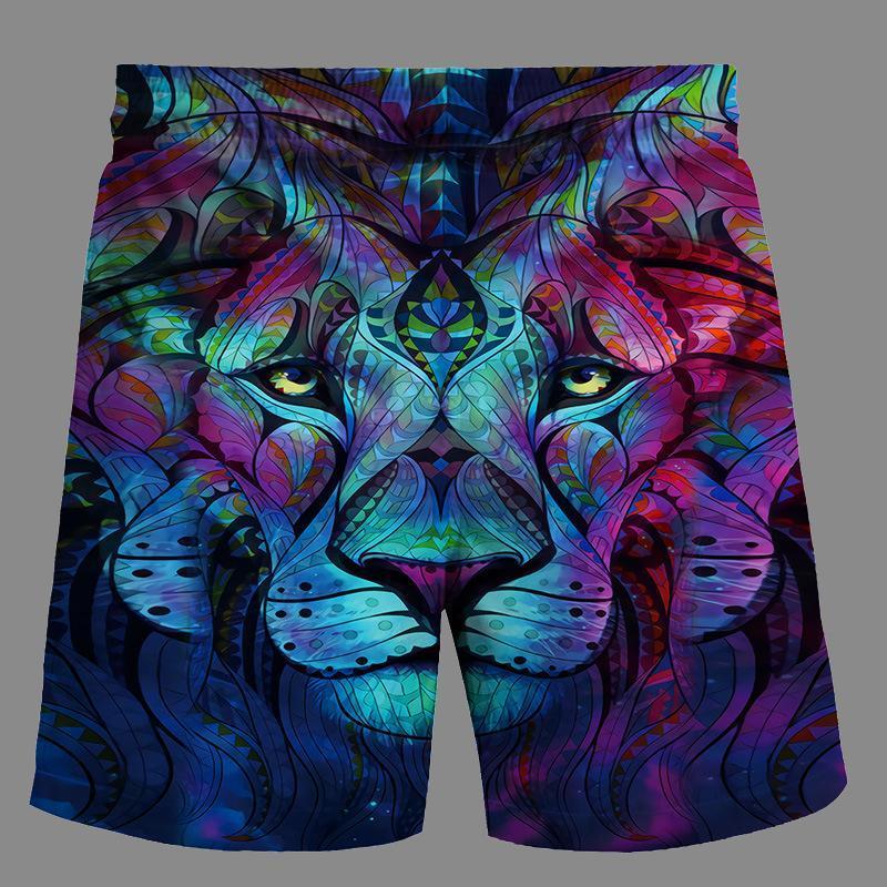 Casual   3D Lion Printed Loose Shorts