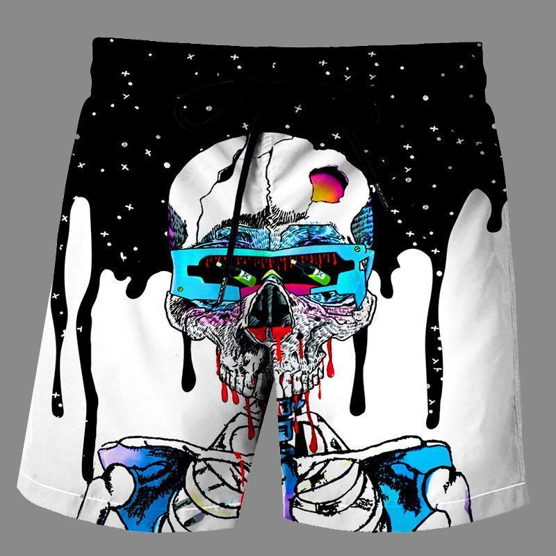 Casual   3D Skeleton  Printed Loose Shorts