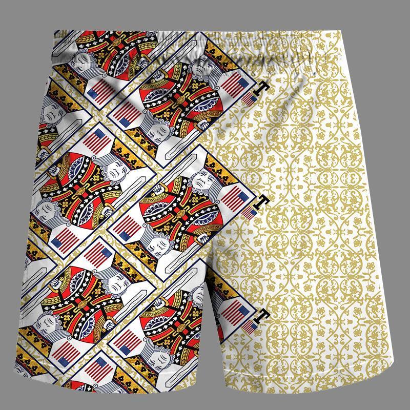 Casual   3D poker Printed Loose Shorts