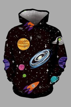 Street 3D Space Print Hooded Sweatshirt