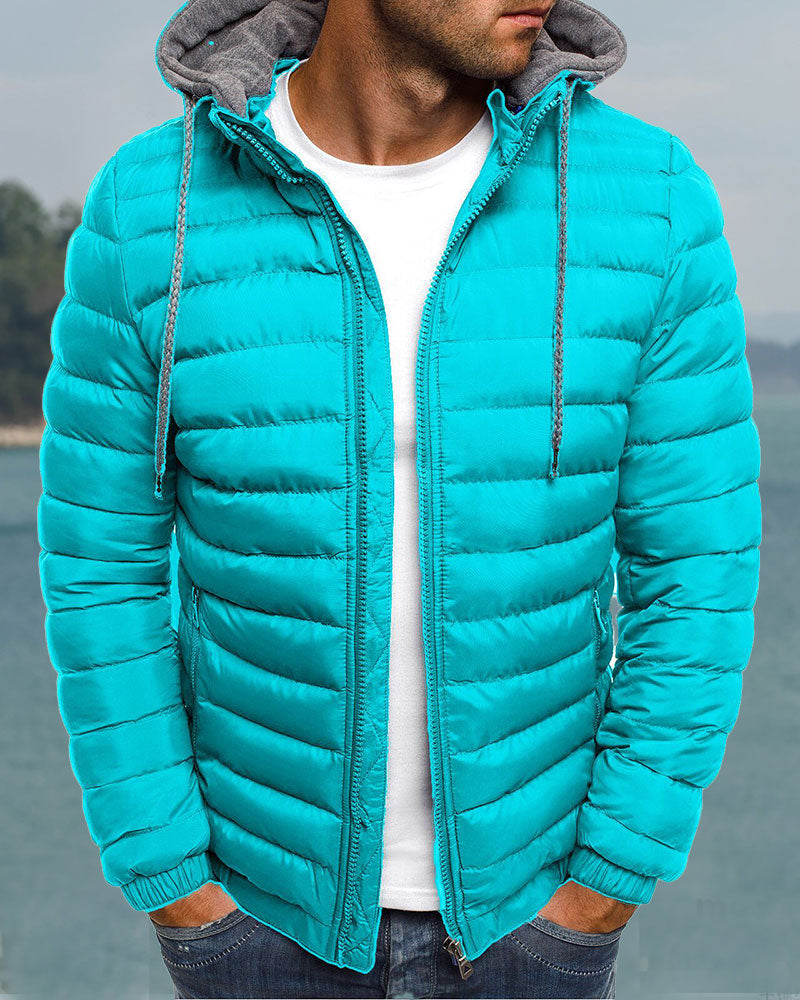 Fashion Solid Color Hooded  Jacket