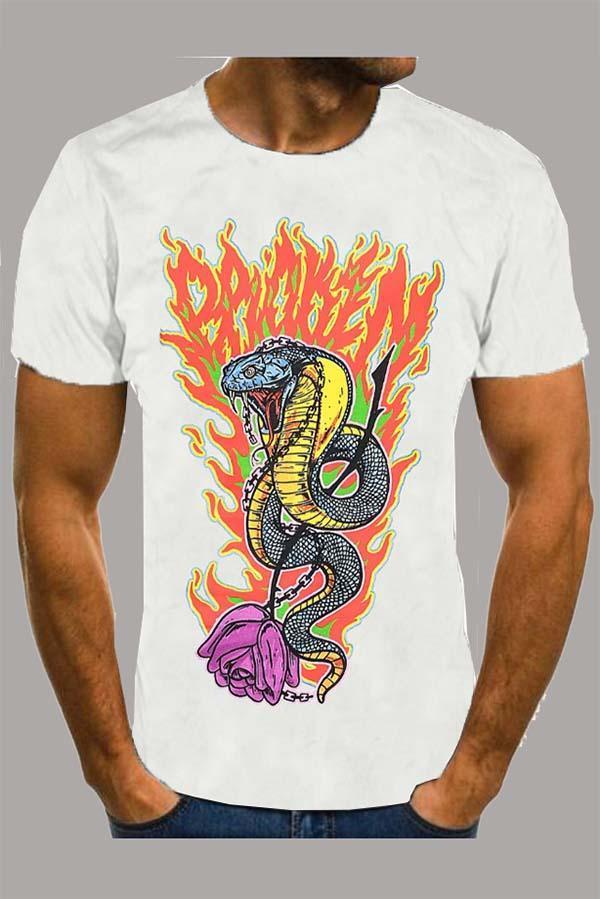 The 3D Snake king Print Short Sleeve T-shirt