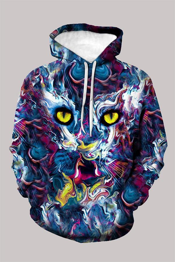 Street 3D Multicolor Digital Printed Hooded Sweatshirt