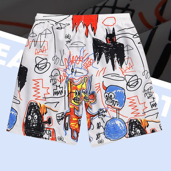 Casual 3D Graffiti  Printed Oversize Shorts