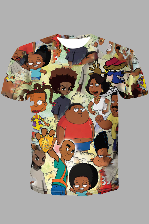 Casual O Neck Cartoon Print T-shirt