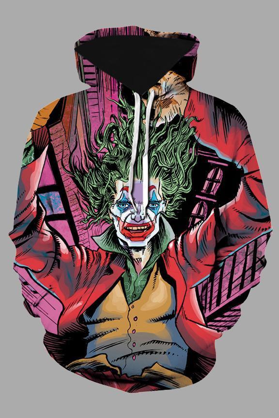 Street 3D Joker Printed Hooded Sweatshirt