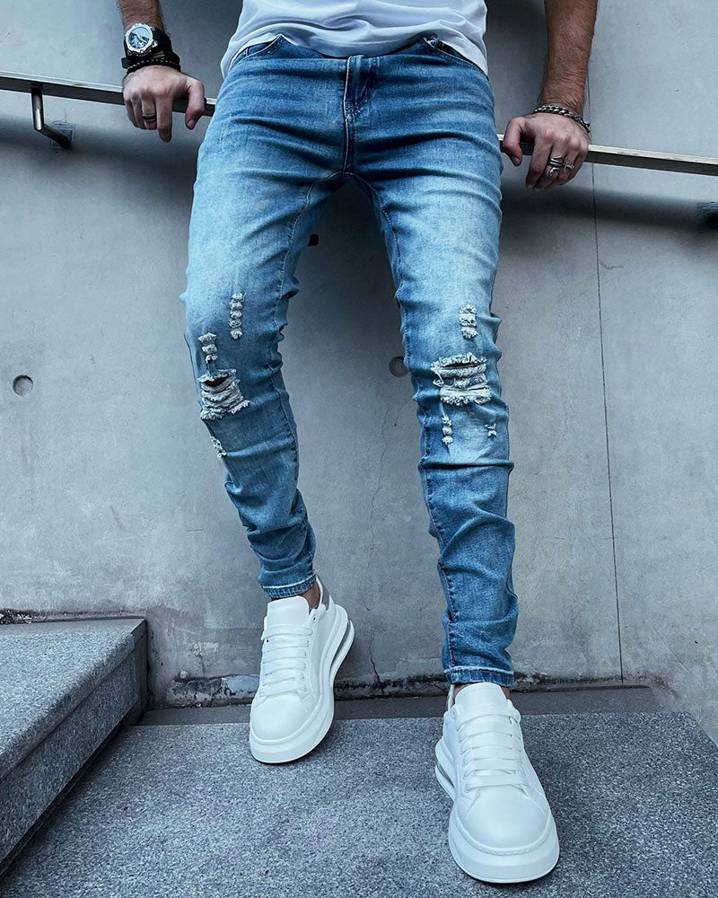 All-match Washed Ripped Jeans