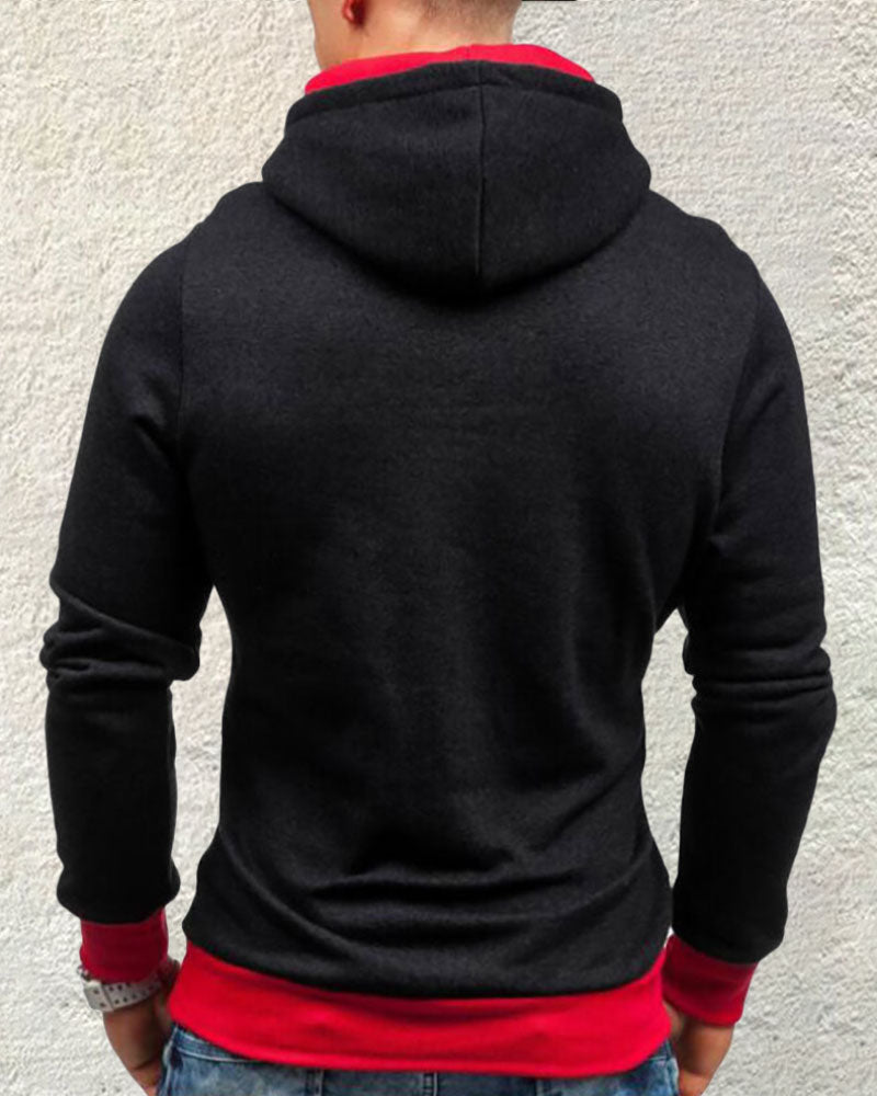 Fashion Diagonal Zip Hooded Sweatshirt