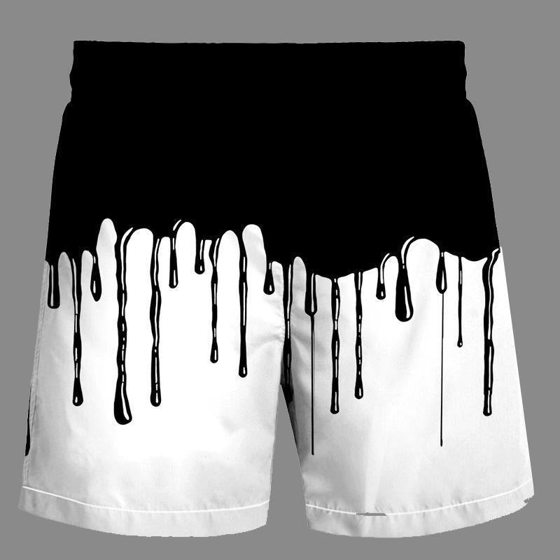 Casual   3D Black Water droplets Printed Loose Shorts