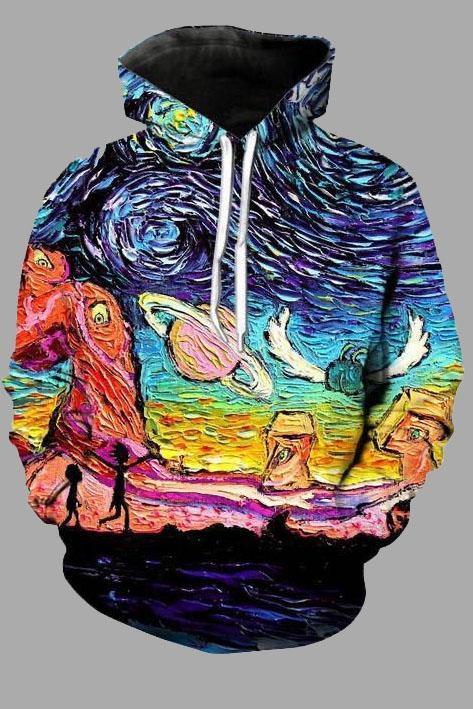 Street 3D Digital Cool Rick and Morty Printed Hooded Sweatshirt