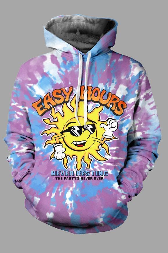 3D Tie-dye Printed Hooded Sweatshirt