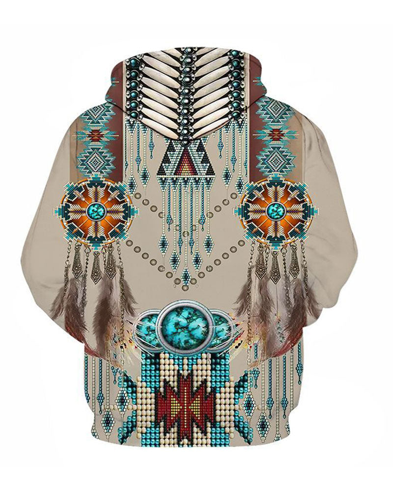 Retro 3D Bohemian Tribal Print Hoodie