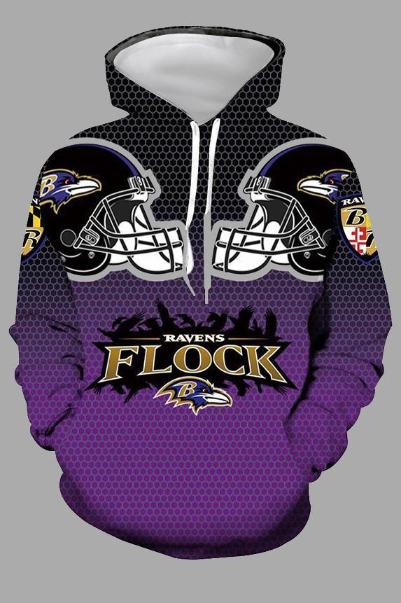 Street 3D Baltimore Ravens Printed Hooded Sweatshirt