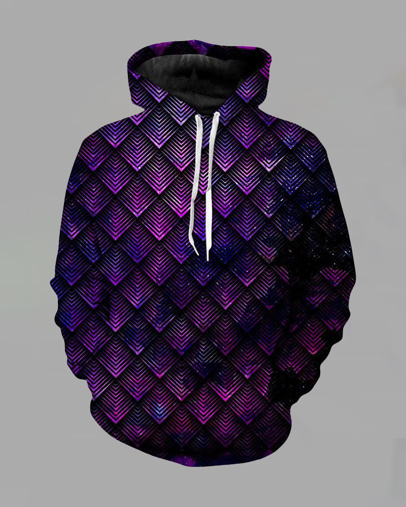 3D Street Abstract Print Hooded Two-piece Suit