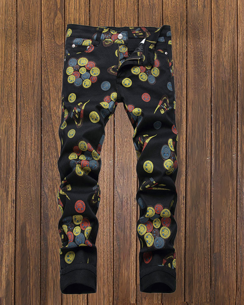 Vintage Smiley Print Jeans