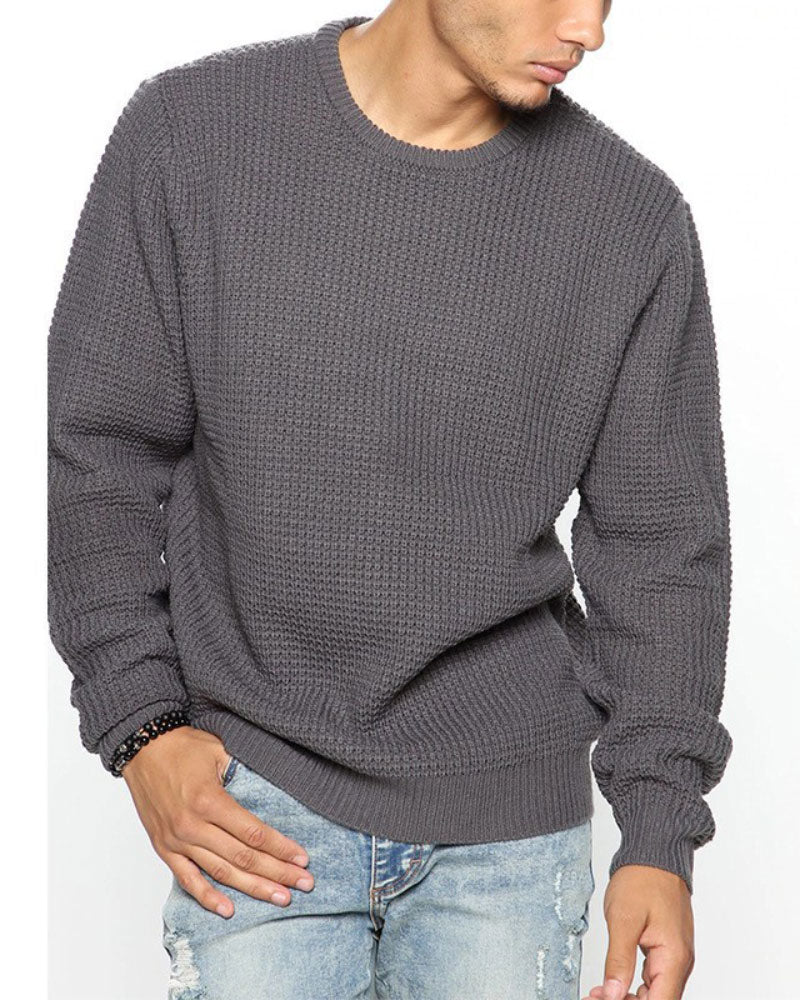 Loose Solid Color Crew Neck Sweater