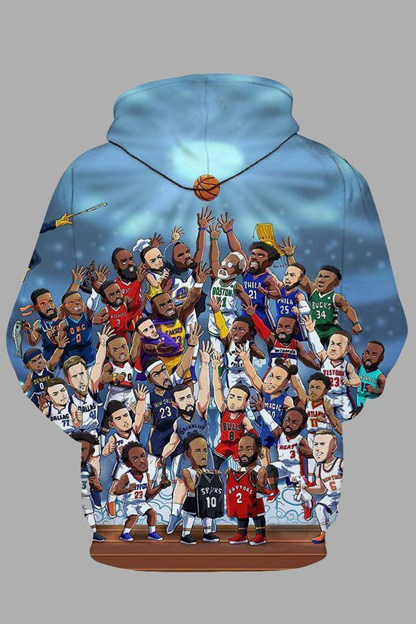 3D Cartoon Basketball Printed Hoodie Sweatshirt