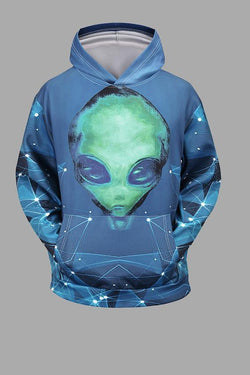 Street 3D Alien Print Hooded Sweatshirt