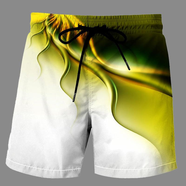 Casual  3D Yellow Printed Loose Shorts