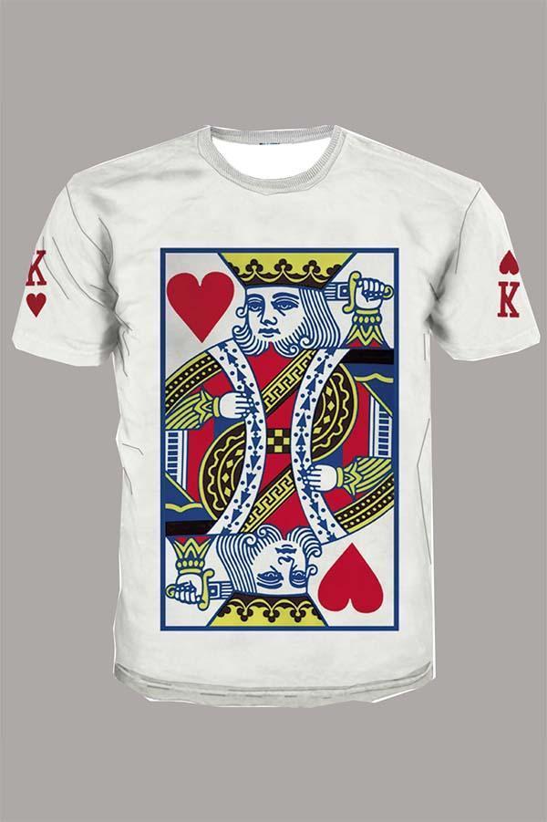 The 3D Poker K Print Short Sleeve T-shirt