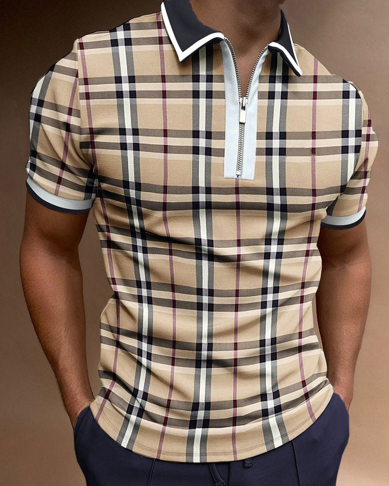 Casual Printed Panel Polo Shirt