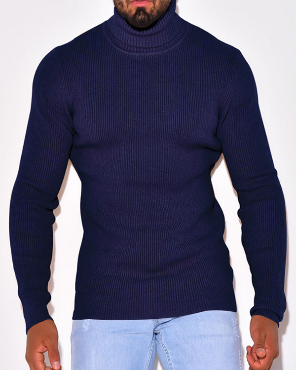 Men's Solid Color Turtleneck Sweater