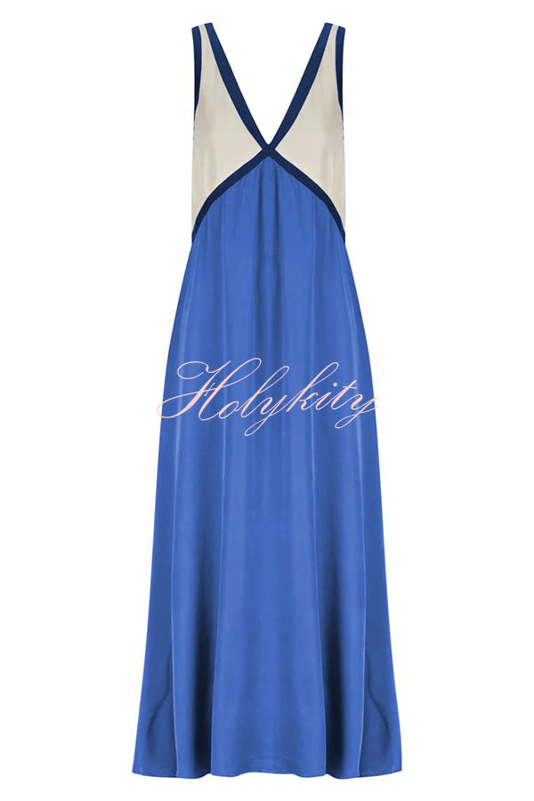 Perfect for Summer Weddings Satin Contrast Colour Relaxed Maxi Dress