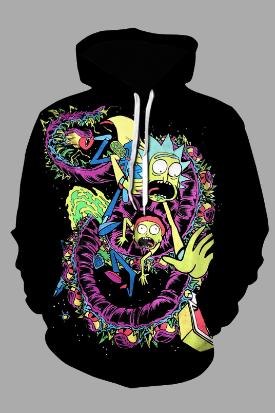 Street 3D Digital Cool Rick and Morty Printed Hooded Sweatshirt