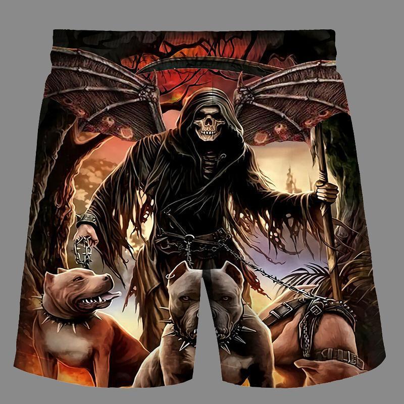 Casual   3D devil Printed Loose Shorts