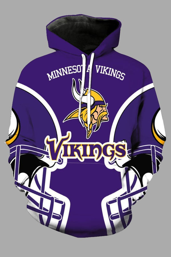 Street 3D Minnesota Vikings Printed Hooded Sweatshirt