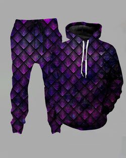 3D Street Abstract Print Hooded Two-piece Suit