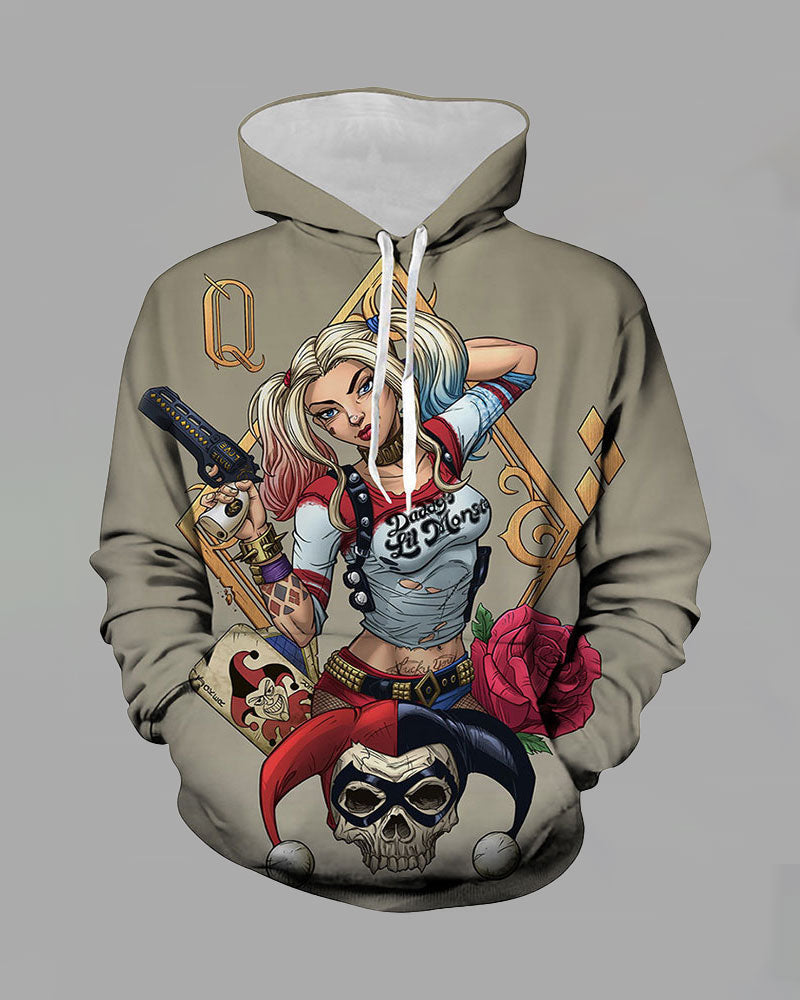 Street 3D Joker Printed Hooded Sweatshirt