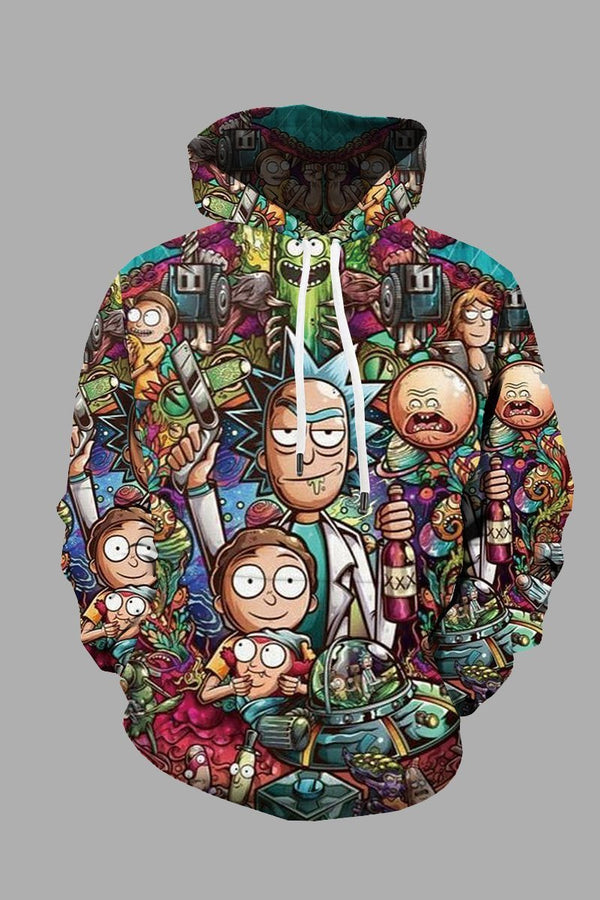 Hiphop 3D Cartoon Printed Hoodie Sweatshirt