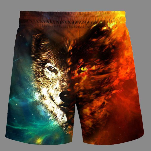 Casual   3D wolf Printed Loose Shorts