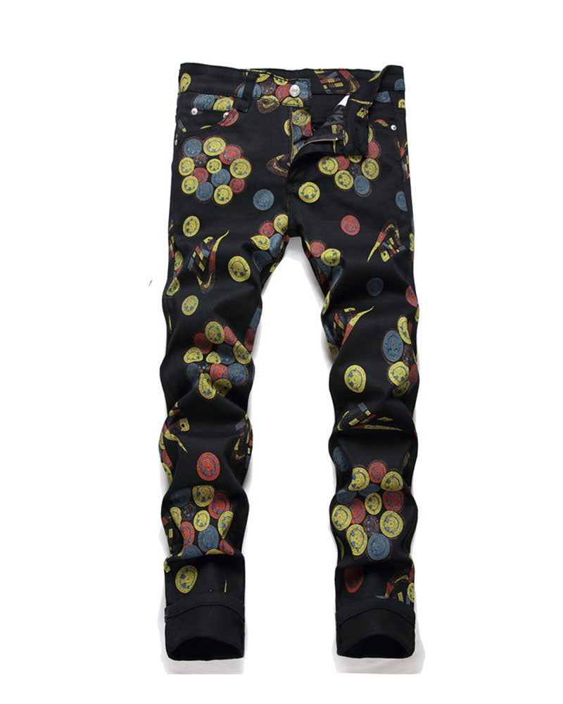 Vintage Smiley Print Jeans