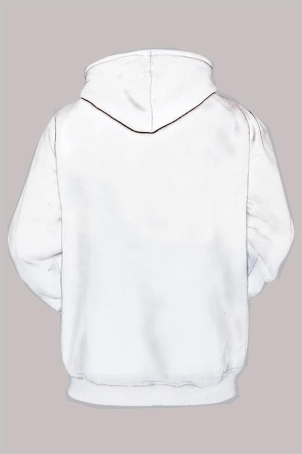 Street 3D White Digital Printed Hooded Sweatshirt