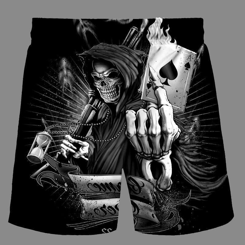 Casual   3D Skeleton  Printed Loose Shorts