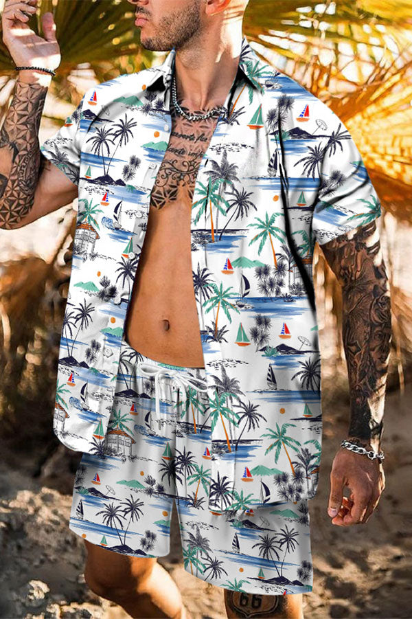 Hawaii beach print shirt set