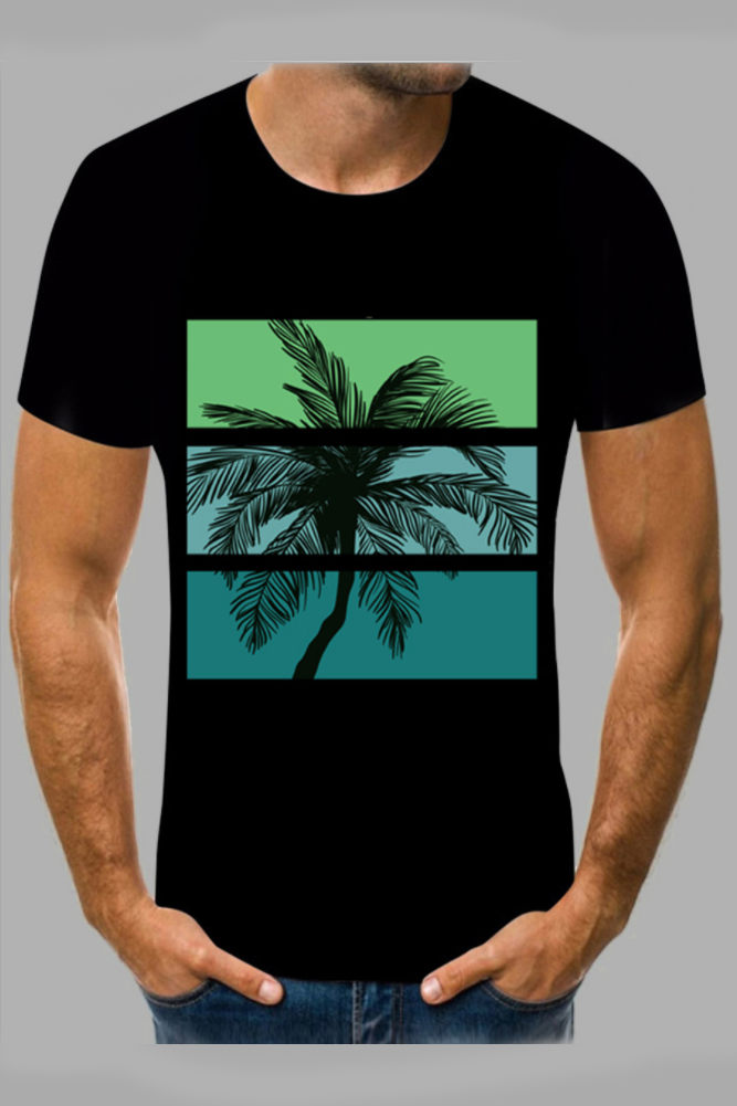 Street 3D Digital Coconut Tree Print Breathable T-shirt