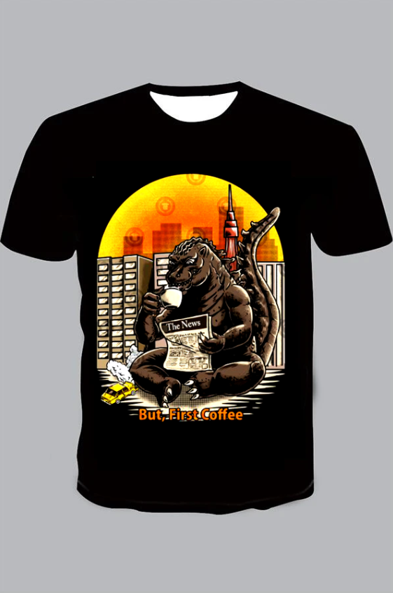 Godzilla Print Short Sleeve T-shirt